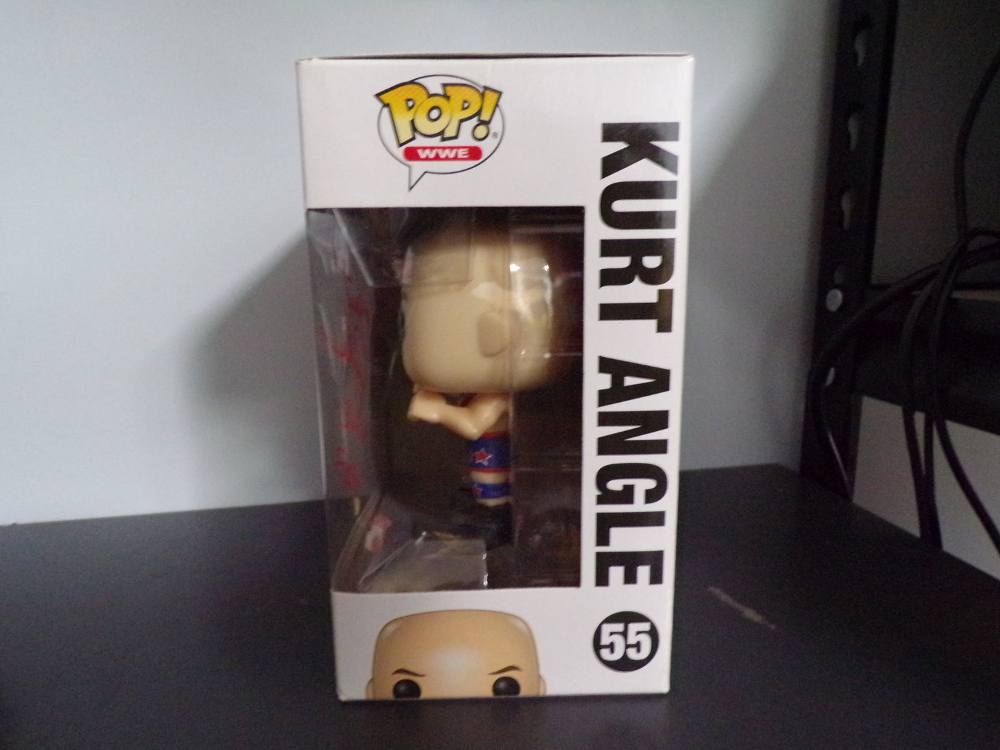 Funko Pop! WWE - Kurt Angle #55 AUTOGRAPHED/BOX WEAR AND TEAR w/ Protector