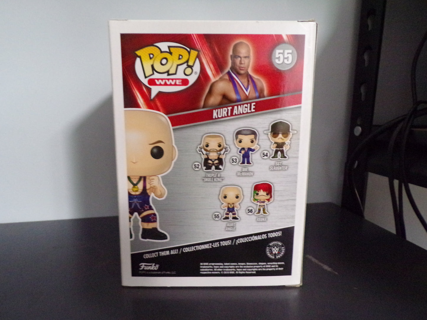 Funko Pop! WWE - Kurt Angle #55 AUTOGRAPHED/BOX WEAR AND TEAR w/ Protector