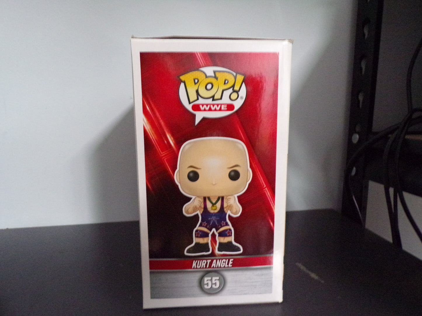 Funko Pop! WWE - Kurt Angle #55 AUTOGRAPHED/BOX WEAR AND TEAR w/ Protector
