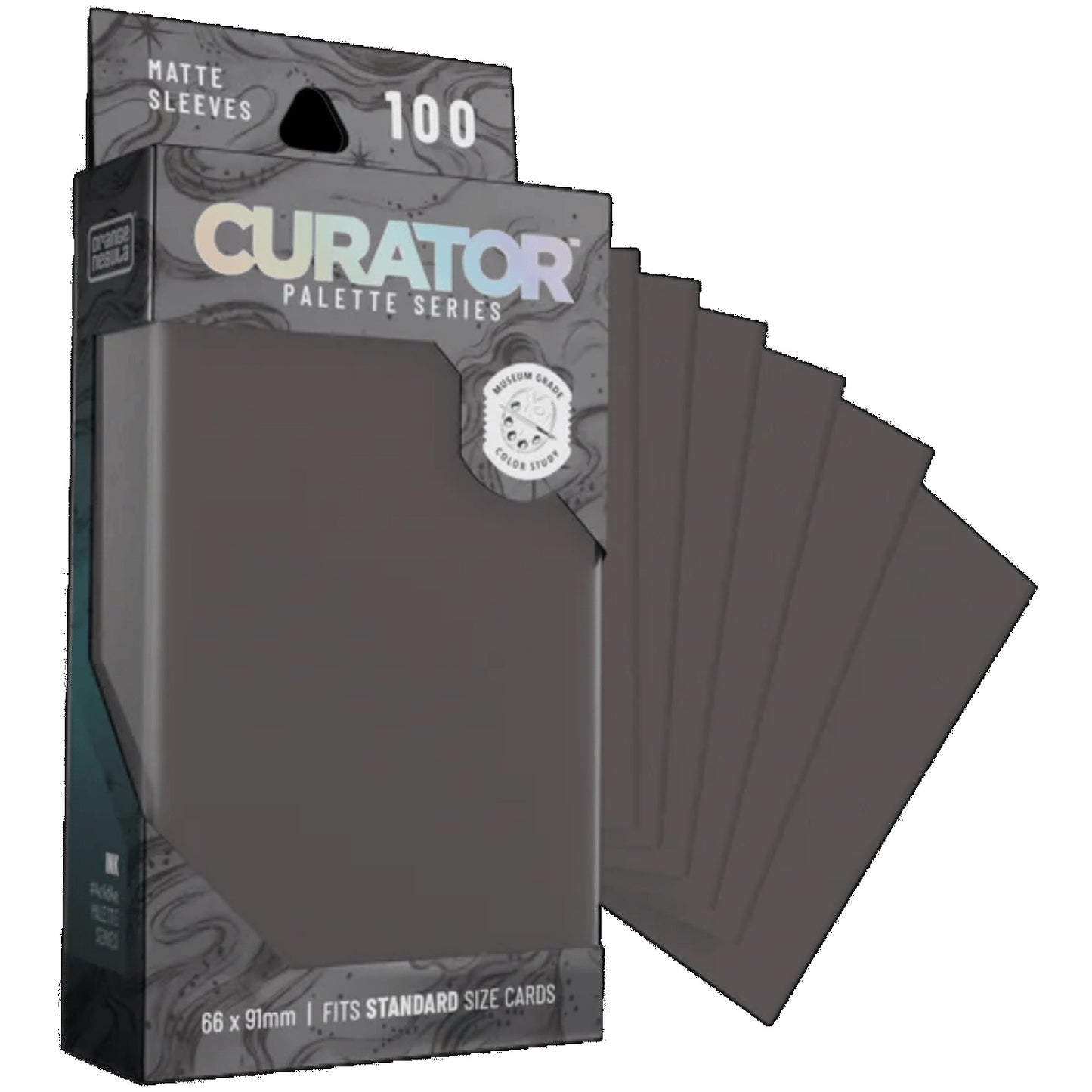 Curator Palette Series Ink Matte Card Sleeves, Standard Size 66 x 91 mm, Opaque Black Backs with Clear Fronts, 100 Count