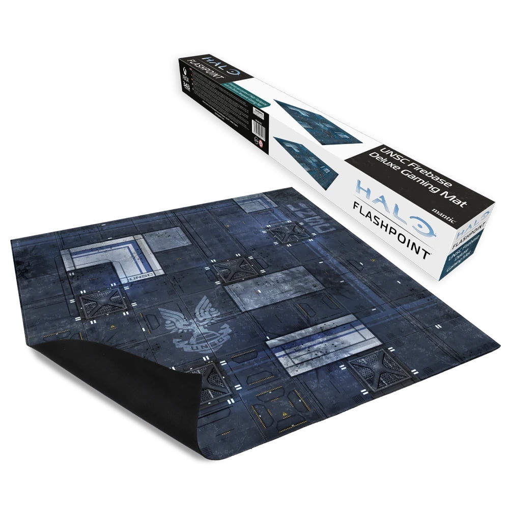 HALO: Flashpoint | UNSC Firebase Deluxe Gaming Mat – Full-Color Neoprene Play Surface with Non-Slip Rubber Backing – Official Halo Tabletop Accessory