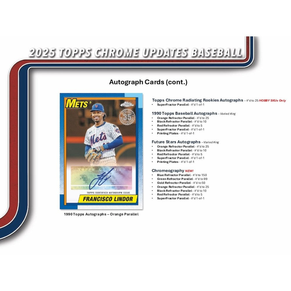 2025 Topps Chrome Update Series Baseball Hobby Jumbo Box