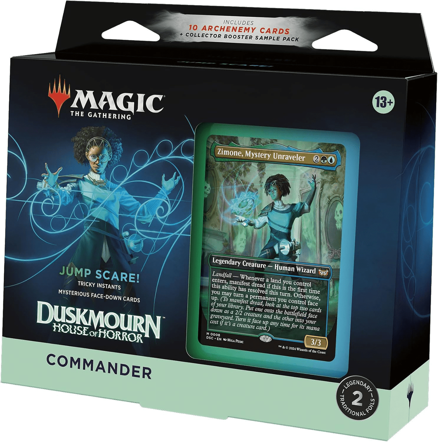 Magic: The Gathering Duskmourn: House of Horror Commander Deck - Jump Scare! (100-Card Deck, 2-Card Collector Booster Sample Pack + Accessories)