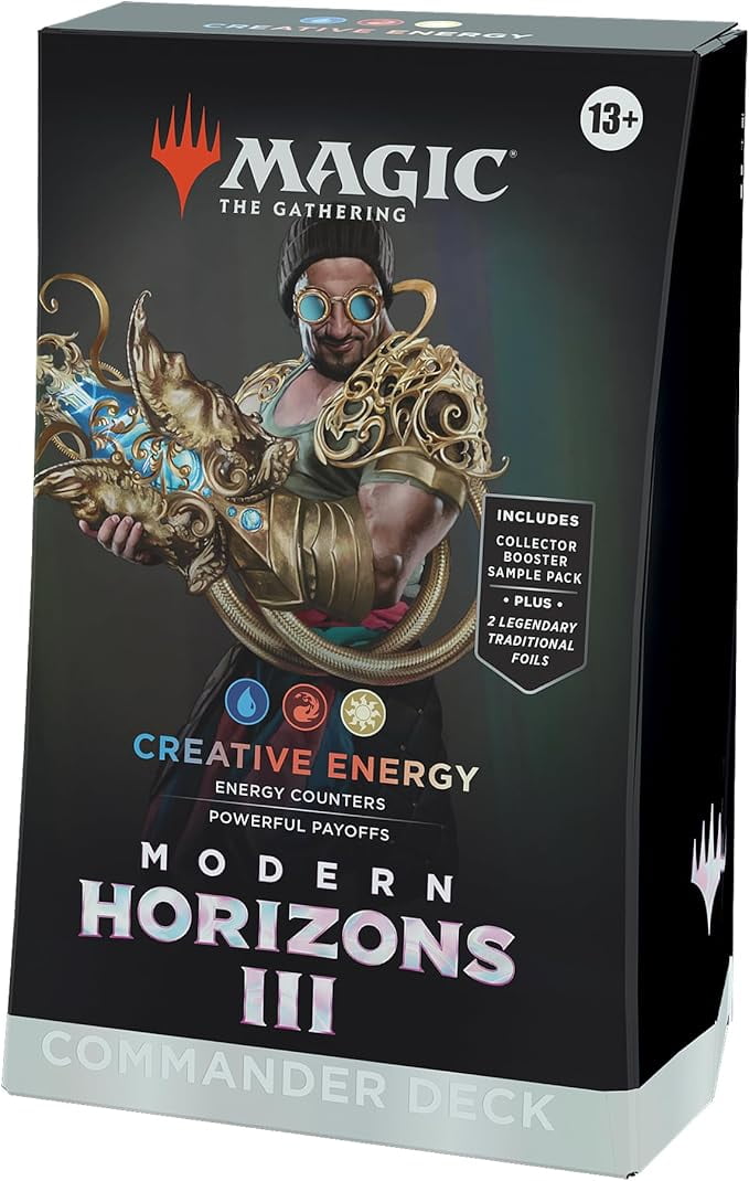 Magic: The Gathering Modern Horizons 3 Commander Deck - Creative Energy (100-Card Deck, 2-Card Collector Booster Sample Pack + Accessories)