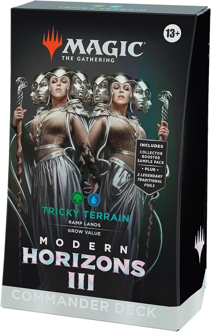 Magic: The Gathering Modern Horizons 3 Commander Deck - Tricky Terrain (100-Card Deck, 2-Card Collector Booster Sample Pack + Accessories)