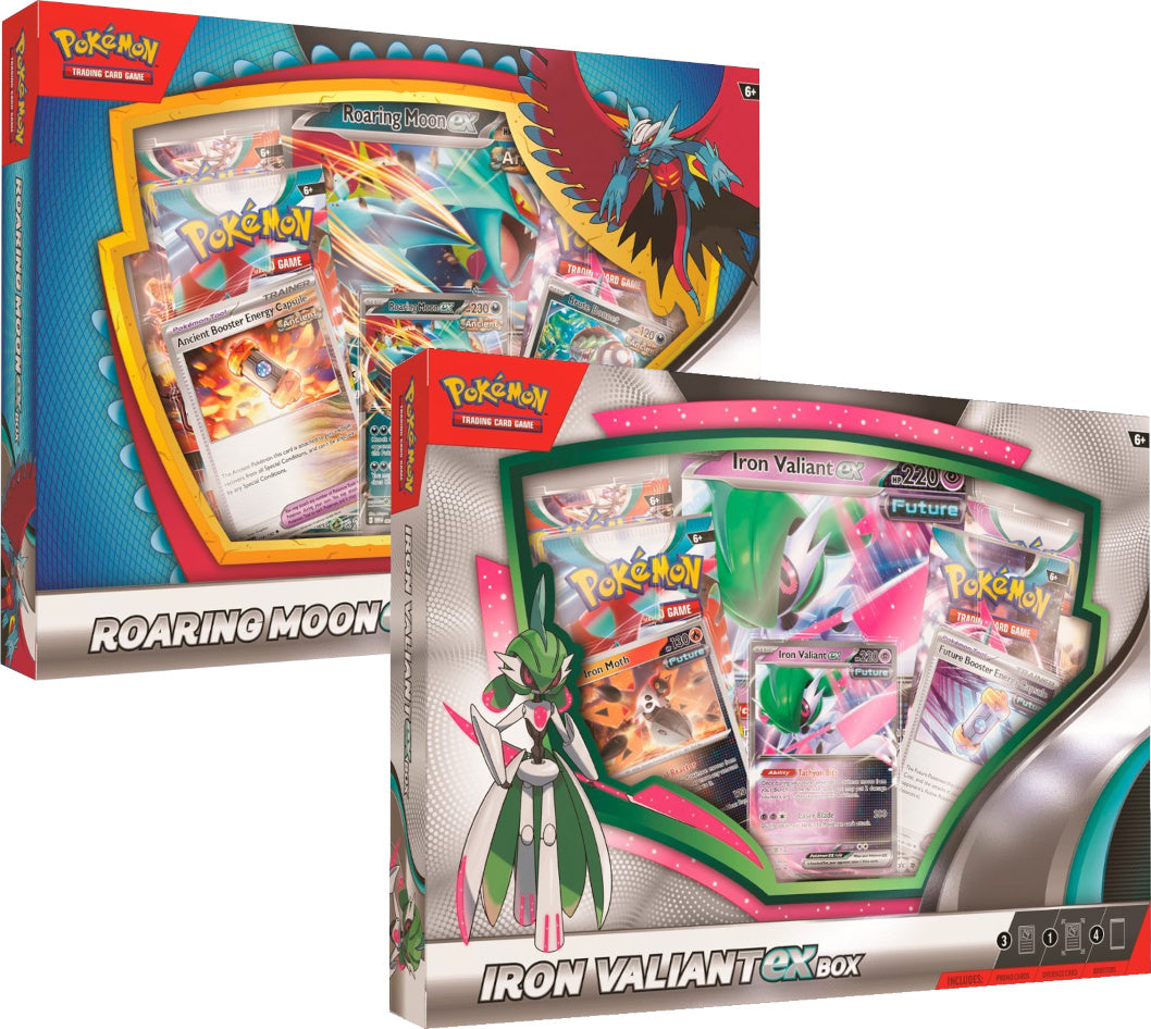 POKEMON TCG: ROARING MOON AND IRON VALIANT EX BOX: CASE OF 6 Collectors Emporium NY POKEMON TCG: ROARING MOON AND IRON VALIANT EX BOX: CASE OF 6 Collectors Emporium NY