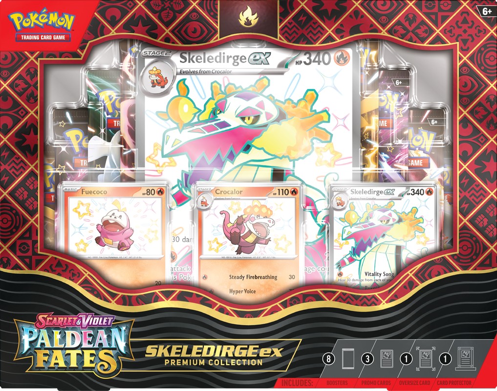 POKEMON TCG: SCARLET AND VIOLET: PALDEAN FATES: POKEMON EX PREMIUM COLLECTION - Shiny Fuecoco Preorder - Release: 02/09/2024 POKEMON TCG: SCARLET AND VIOLET: PALDEAN FATES: POKEMON EX PREMIUM COLLECTION - Shiny Fuecoco Preorder - Release: 02/09/2024