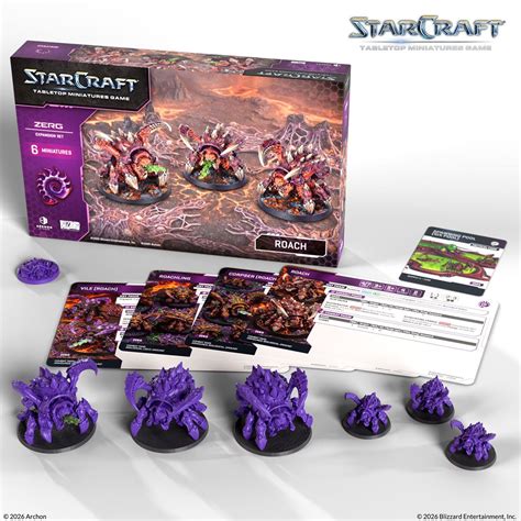 Archon Studio StarCraft: Tabletop Miniatures Game – Zerg Roach Expansion Set, 6 Miniatures, English