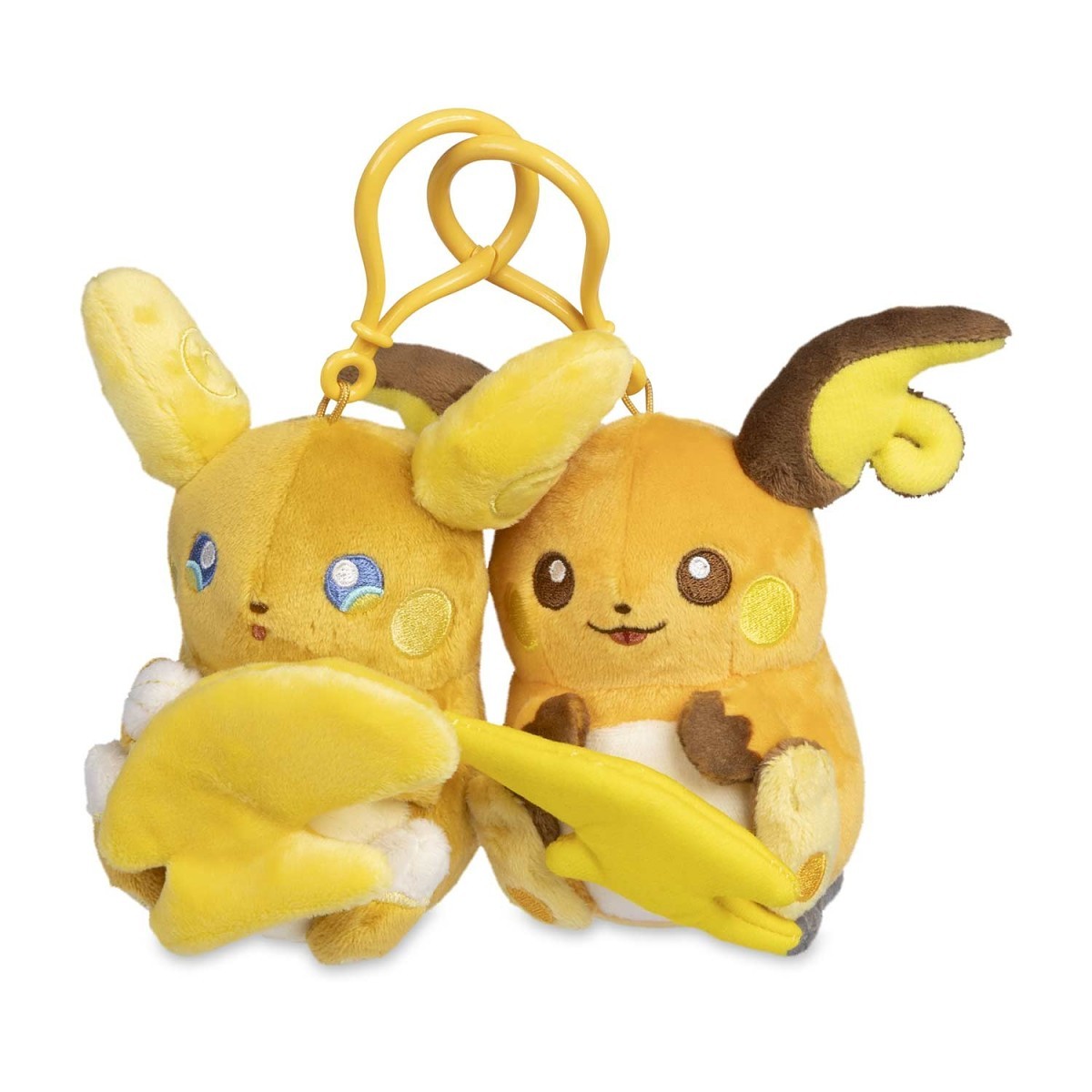 Pokemon Center Raichu & Alolan Raichu Parallel Pairs Two-Plush Key Chain