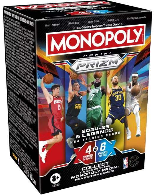 Panini Monopoly Prizm: 2024-25 and Legends NBA Trading Cards Booster Box | Collect or Use with Monopoly Panini Prizm: NBA Edition Games | Ages 8+