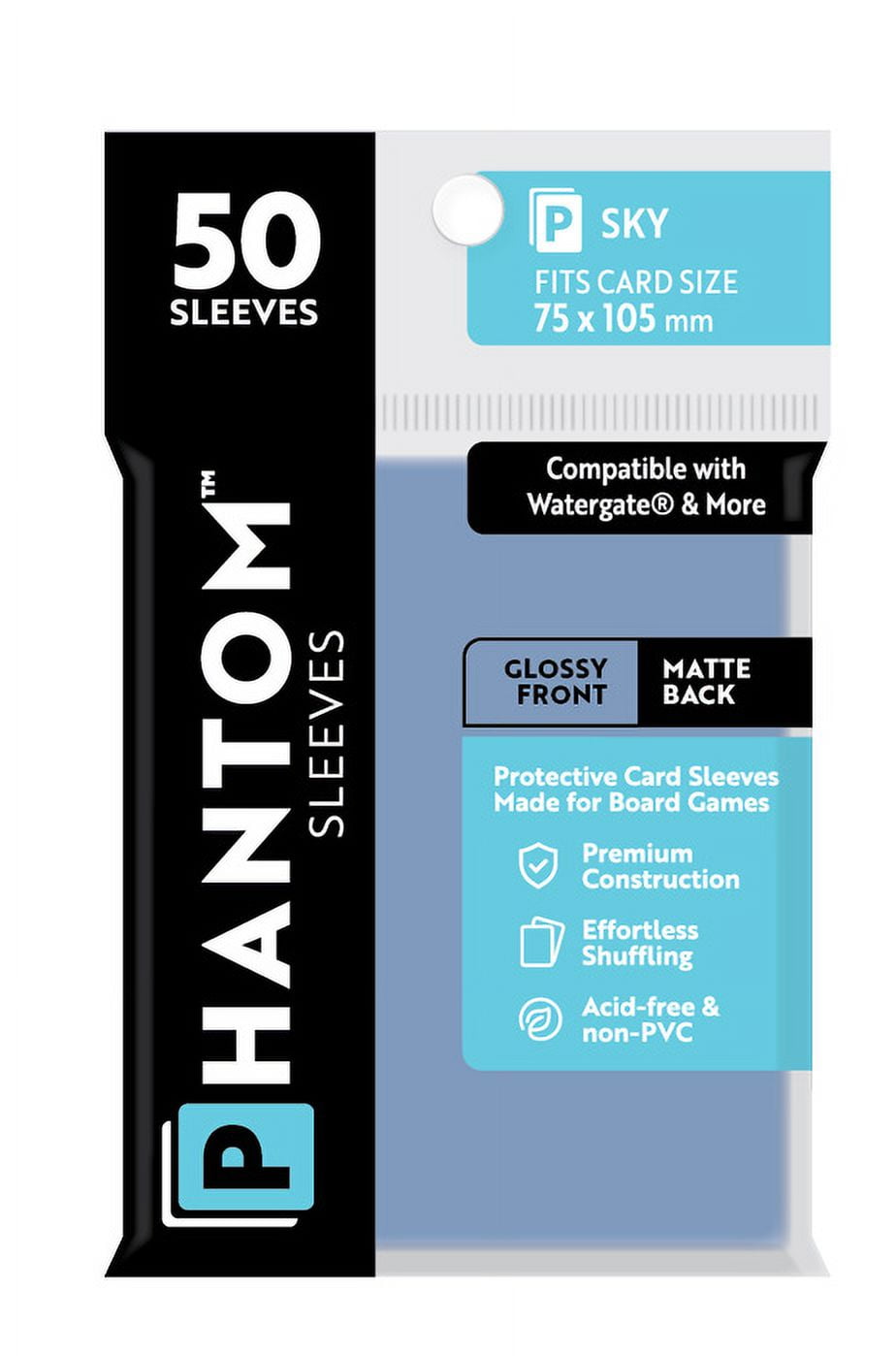 Phantom Sleeves: "Sky Size" (75mm x 105mm) - Gloss/Matte (50) (Compatible with: Watergate® and More)