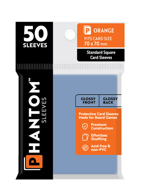 Phantom Sleeves: "Orange Size" (70mm x 70mm) - Gloss/Gloss (50) (Compatible with: Standard Square Card Sleeves)