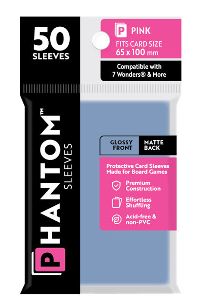 Phantom Sleeves: "Pink Size" (65mm x 100mm) - Gloss/Matte (50) (Compatible with: 7 Wonders® and More)