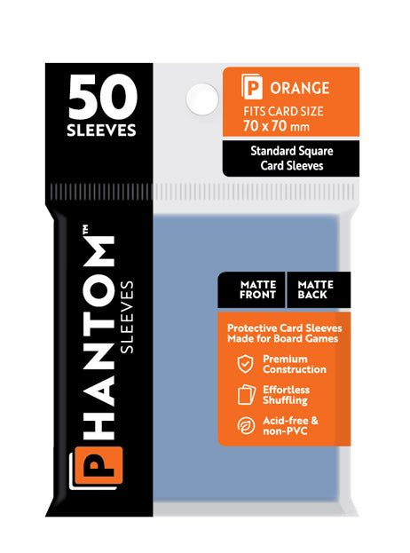 Phantom Sleeves: "Orange Size" (70mm x 70mm) - Matte/Matte (50) (Compatible with: Standard Square Card Sleeves)