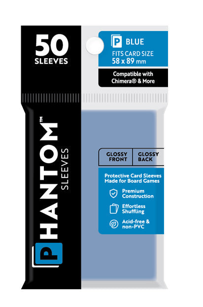 2 Packs Phantom Sleeves: "Blue Size" (58mm x 89mm) - Gloss Gloss (50) (Compatible with: Chimera and More) Individual Pack
