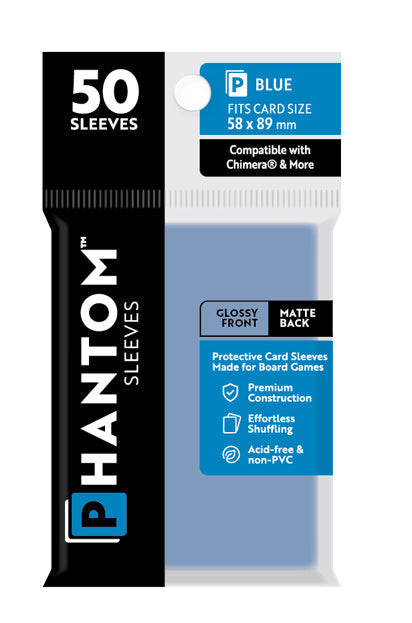 2 Packs Phantom Sleeves: "Blue Size" (58mm x 89mm) - Gloss Matte (50) (Compatible with: Chimera and More) Individual Pack
