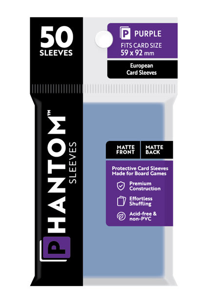 2 Packs Phantom Sleeves: "Purple Size" (59mm x 92mm) - Matte Matte (50) (Compatible with: Standard European) Individual Pack