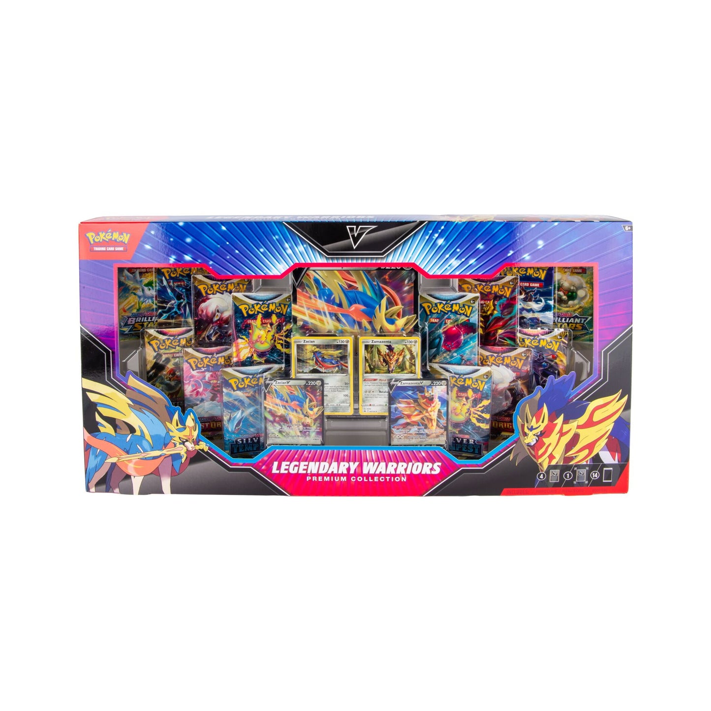 Pokemon TCG: Legendary Warriors Premium Collection Box, Zacian Zamazemta Promos, Gift for Kids, 14 Booster Packs from Sword & Shield