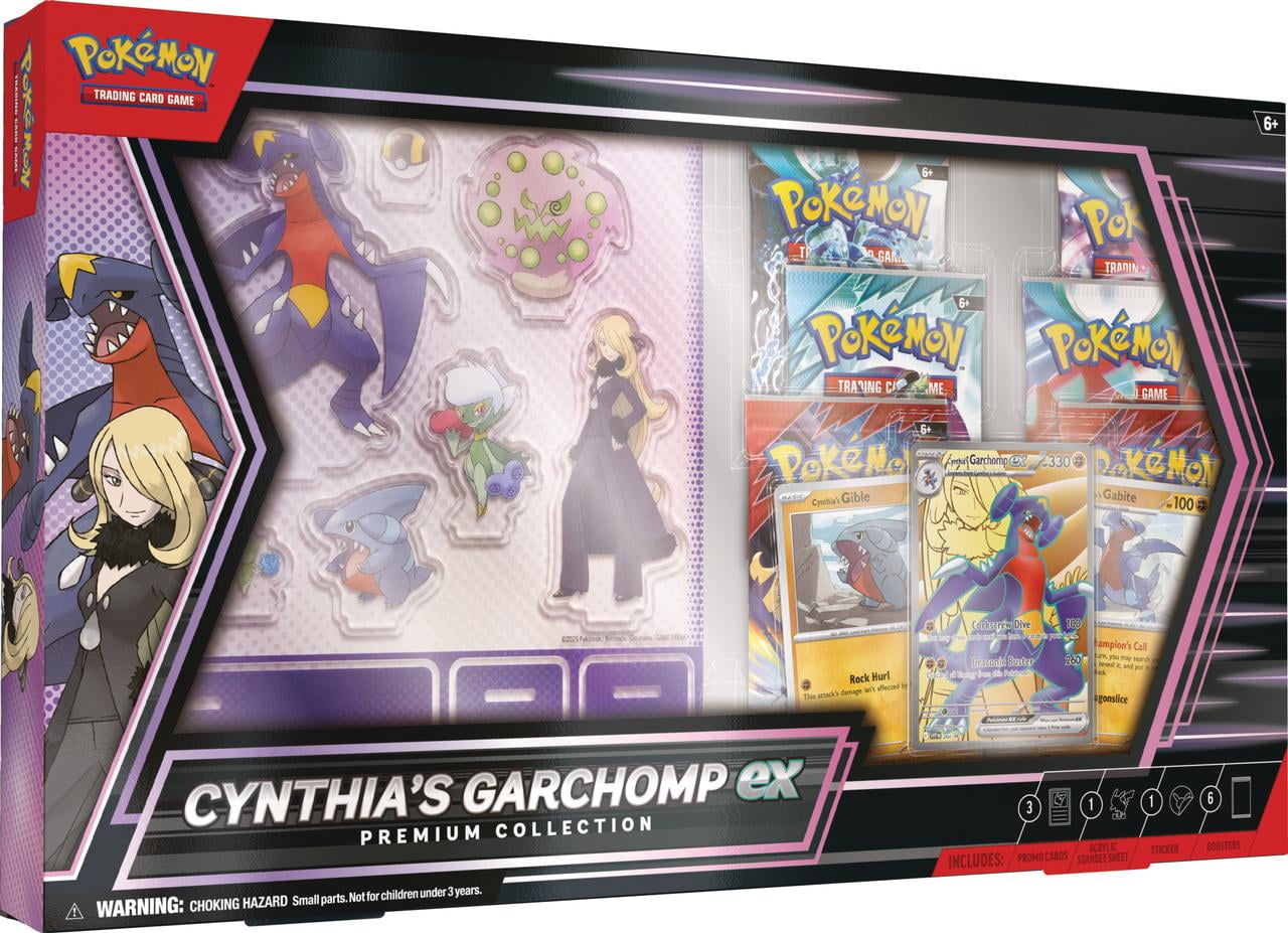 Pokemon TCG: Cynthia’s Garchomp ex Premium Collection - 6 Packs, Stickers, Promos