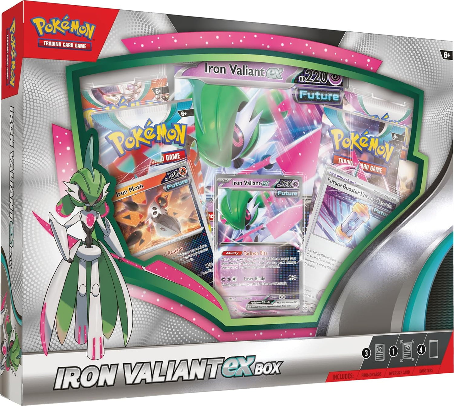 Pokemon TCG Iron Valiant ex Box - 4 Packs, Promos