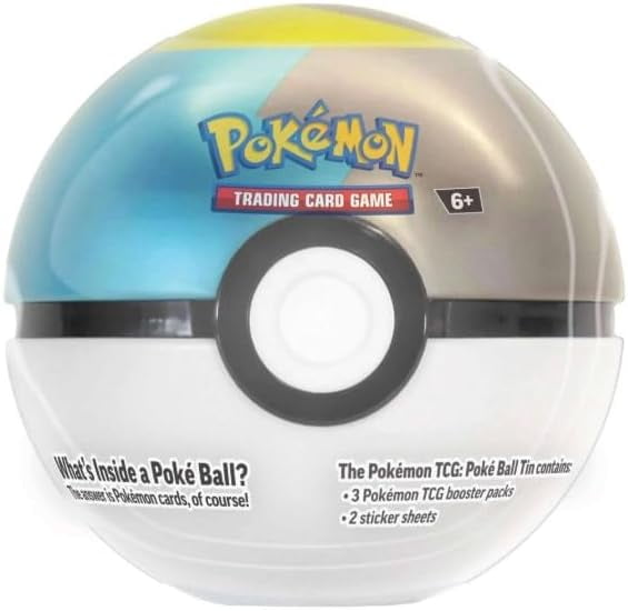Pokemon TCG Moon Poke Ball Tin Trading Card Game Contains 3 Booster Packs Plus 2 Sticker Sheets