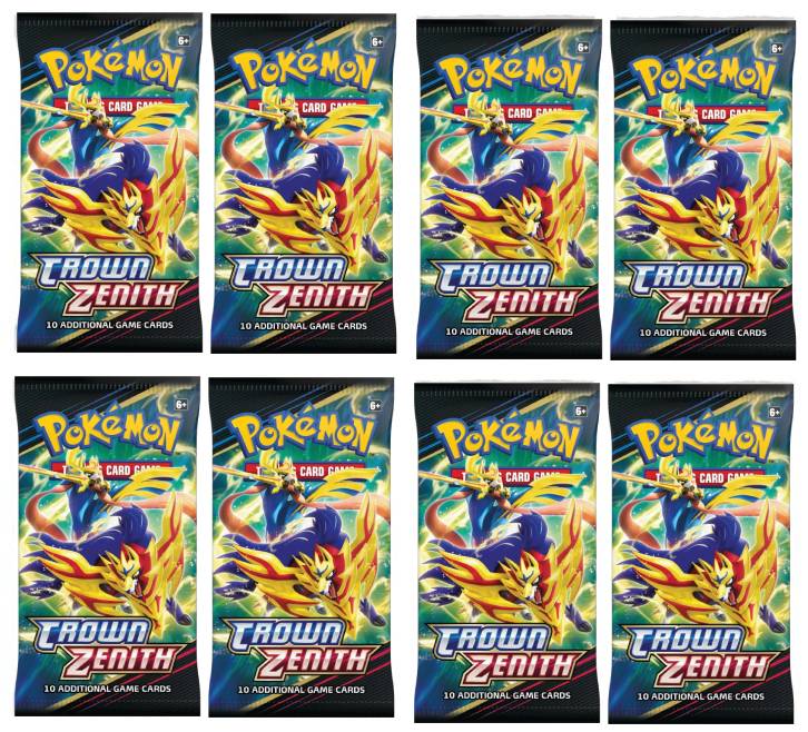 8 Packs Pokemon TCG: Crown Zenith - 10 Card Booster Pack Collectors Emporium NY 8 Packs Pokemon TCG: Crown Zenith - 10 Card Booster Pack Collectors Emporium NY