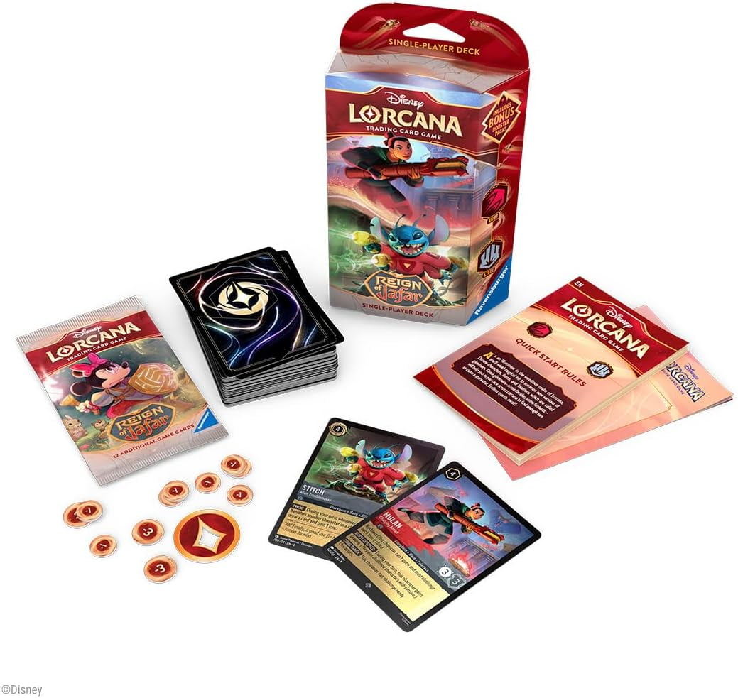 Ravensburger Disney Lorcana TCG: Reign of Jafar Single-Player Deck – Ruby & Steel for Ages 8 and Up| Engaging Gameplay | Over 200 Original Disney Artworks