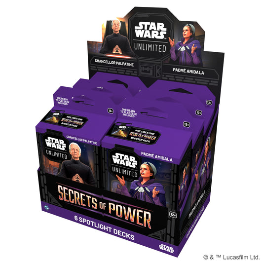 Star Wars: Unlimited TCG Secrets of Power Spotlight Deck Display - Includes 6 Pre-Built Decks with Exclusive Cards, Ages 12+, 2+ Players, 20 Minute Playtime - Presale Ships 11/07/2025