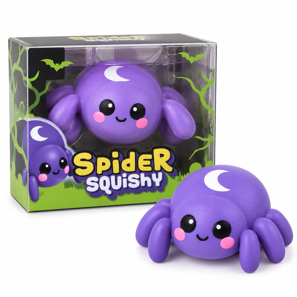 Crazy Fun Spider Squishy Toy, Cute Purple Squeezable and Stretchable Spider Figure, Soft Sensory Play Toy for Ages 6+, Halloween Novelty Toy, Desk Toy, Party Favor and Gift