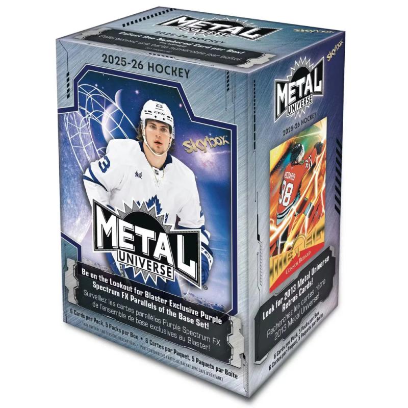 2025-26 Upper Deck Skybox Metal Universe Hockey Trading Card Blaster Box | 5 Packs Per Box | NHL Trading Cards
