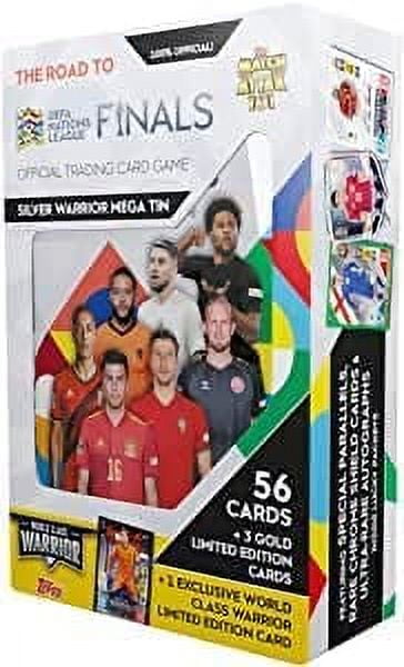 2022 Topps Match Attax Soccer Road to Nations League Finals SILVER WARRIOR Collectible Mega Tin with an EXCLUSIVE World Class Warrior Limited Edition Gold Card