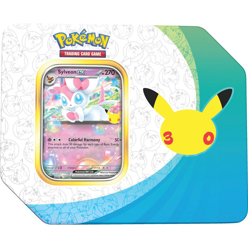Pokemon TCG: 30th Celebration Tin – Sylveon ex – 5 Booster Packs – 1 Foil Promo Card