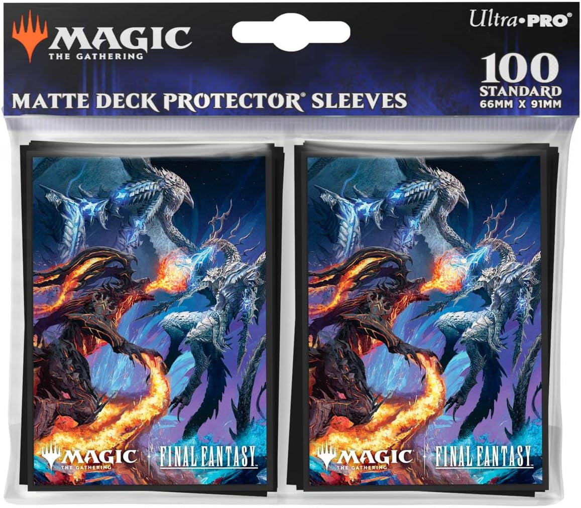 Ultra PRO - Final Fantasy x Universes Beyond Bahamut and Ifrit 100ct Deck Protector Sleeves for Magic: The Gathering | Trading Card Accessories, Collectible Card Game Gear