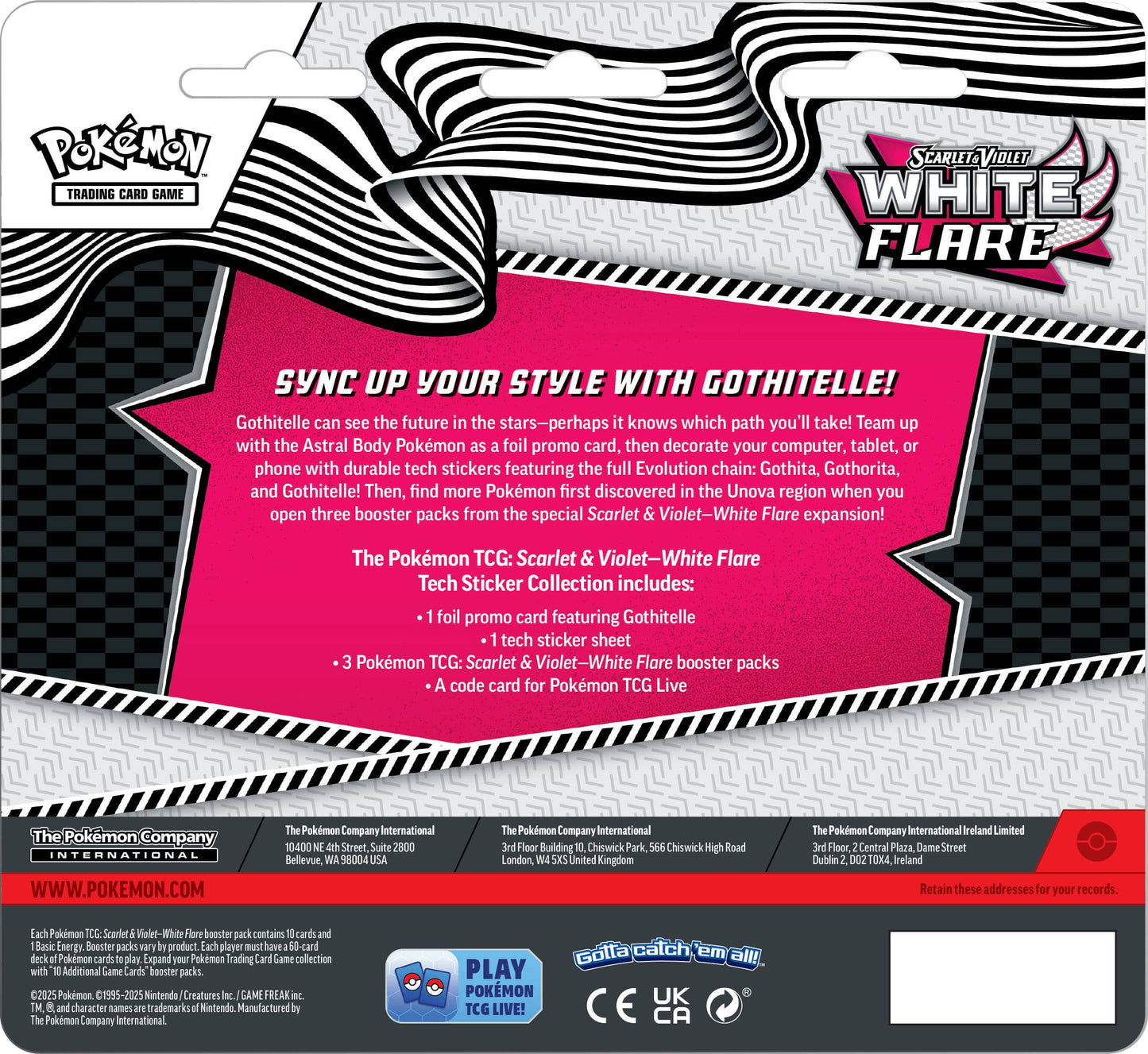 Pokemon TCG Scarlet & Violet 10.5 White Flare Tech Sticker Blister Pack - 3 Packs