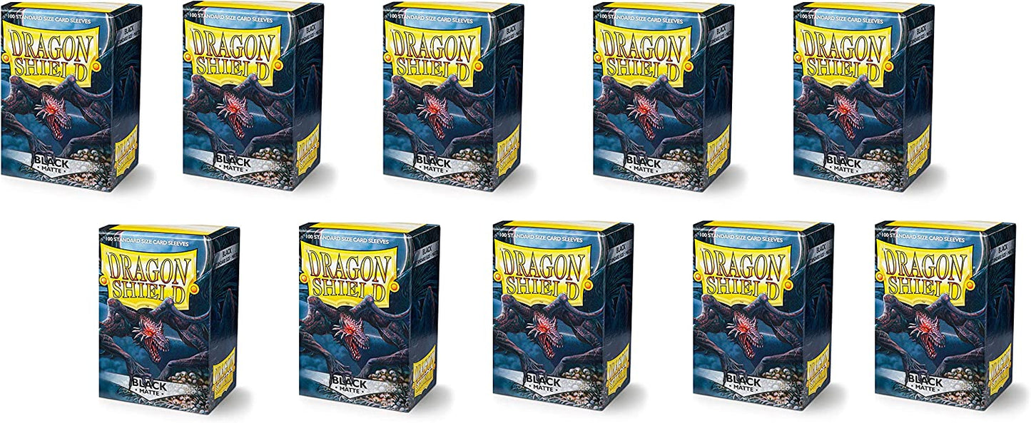 Dragon Shield 100ct Standard Card Sleeves Display Case (10 Packs) - Matte Black