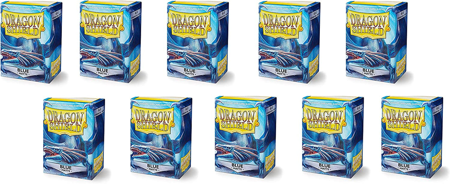Dragon Shield 100ct Standard Card Sleeves Display Case (10 Packs) - Matte Blue