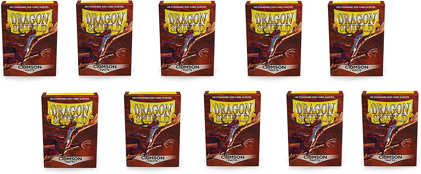 Dragon Shield 100ct Standard Card Sleeves Display Case (10 Packs) - Matte Crimson Red
