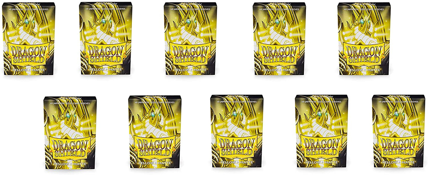 Dragon Shield 60ct Japanese Mini Card Sleeves Display Case (10 Packs) - Matte Yellow