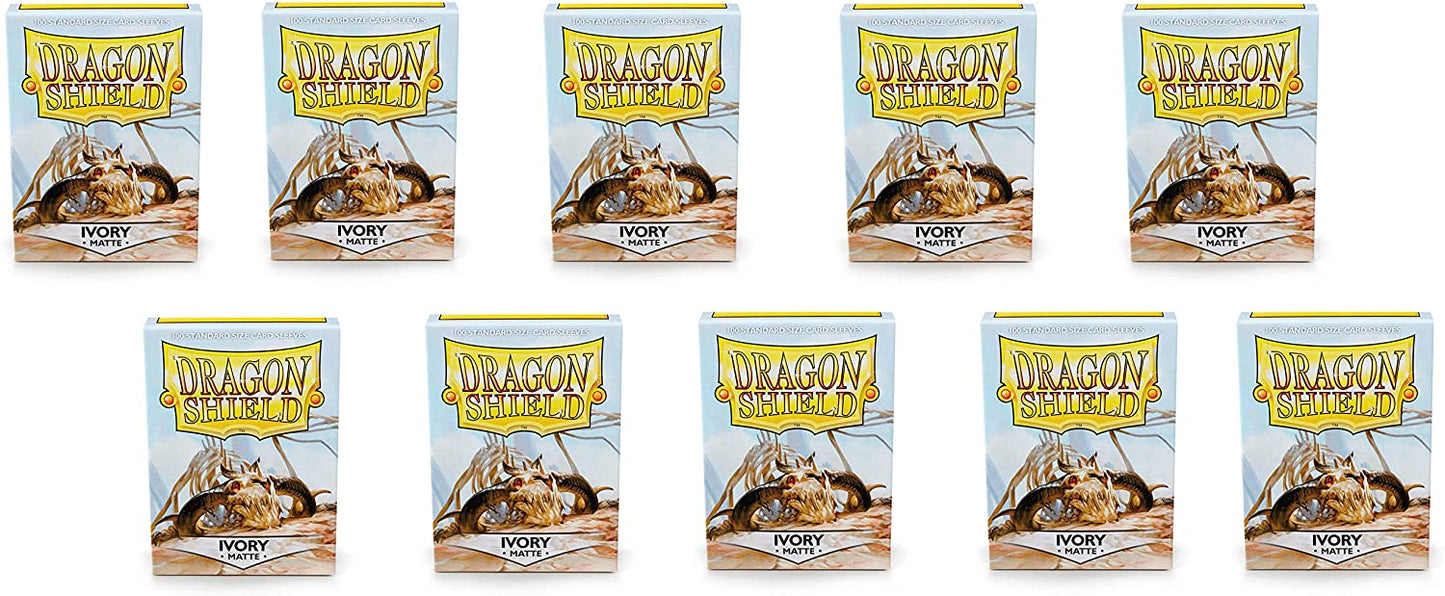 Dragon Shield 100ct Standard Card Sleeves Display Case (10 Packs) - Matte Ivory