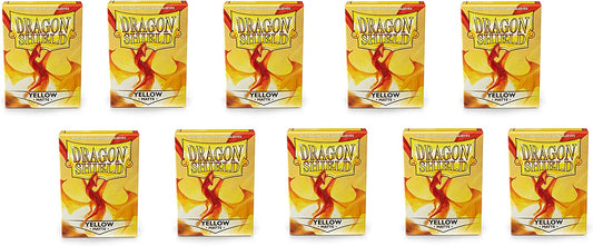 Dragon Shield 100ct Standard Card Sleeves Display Case (10 Packs) - Matte Yellow