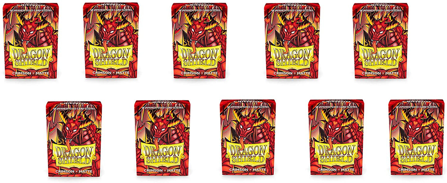 Dragon Shield 60ct Japanese Mini Card Sleeves Display Case (10 Packs) - Matte Crimson Red