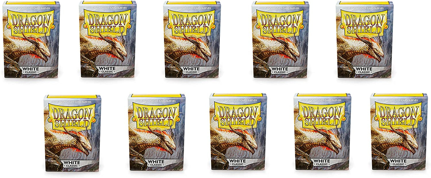 Dragon Shield 100ct Standard Card Sleeves Display Case (10 Packs) - Classic White