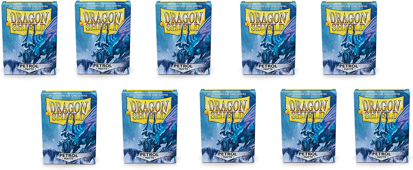 Dragon Shield 100ct Standard Card Sleeves Display Case (10 Packs) - Matte Petrol