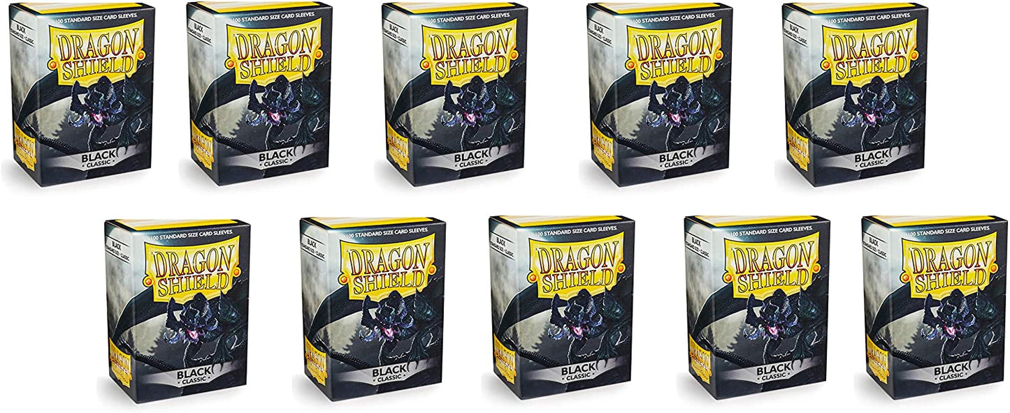Dragon Shield 100ct Standard Card Sleeves Display Case (10 Packs) - Classic Black