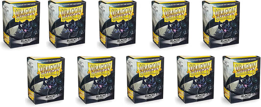 Dragon Shield 100ct Standard Card Sleeves Display Case (10 Packs) - Classic Black