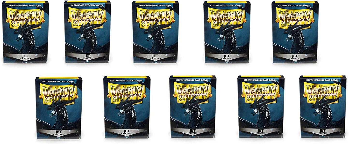 Dragon Shield 100ct Standard Card Sleeves Display Case (10 Packs) - Matte Jet Black