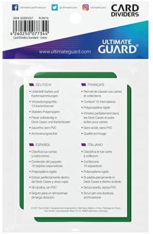 Ultimate Guard Card Dividers - Green (10 Dividers)