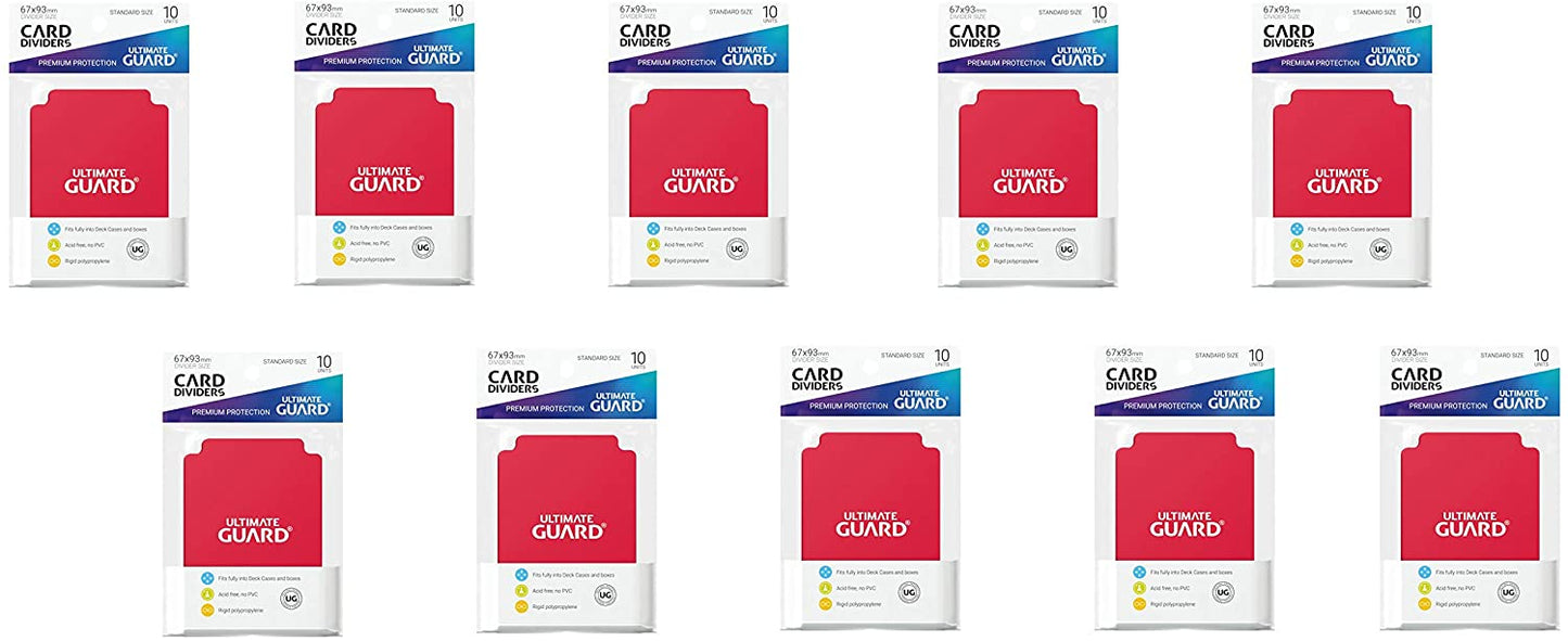 Ultimate Guard Card Dividers Lot - Red - 10 Packs (100 Dividers)