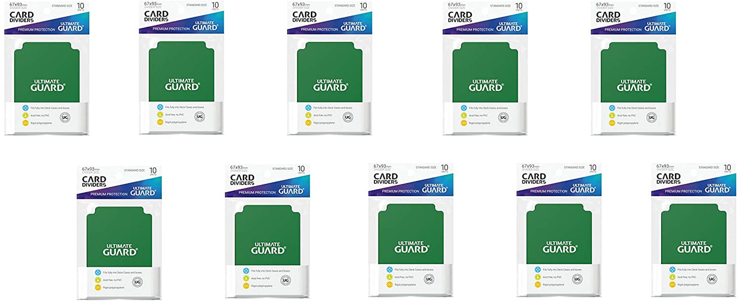 Ultimate Guard Card Dividers Lot - Green - 10 Packs (100 Dividers)