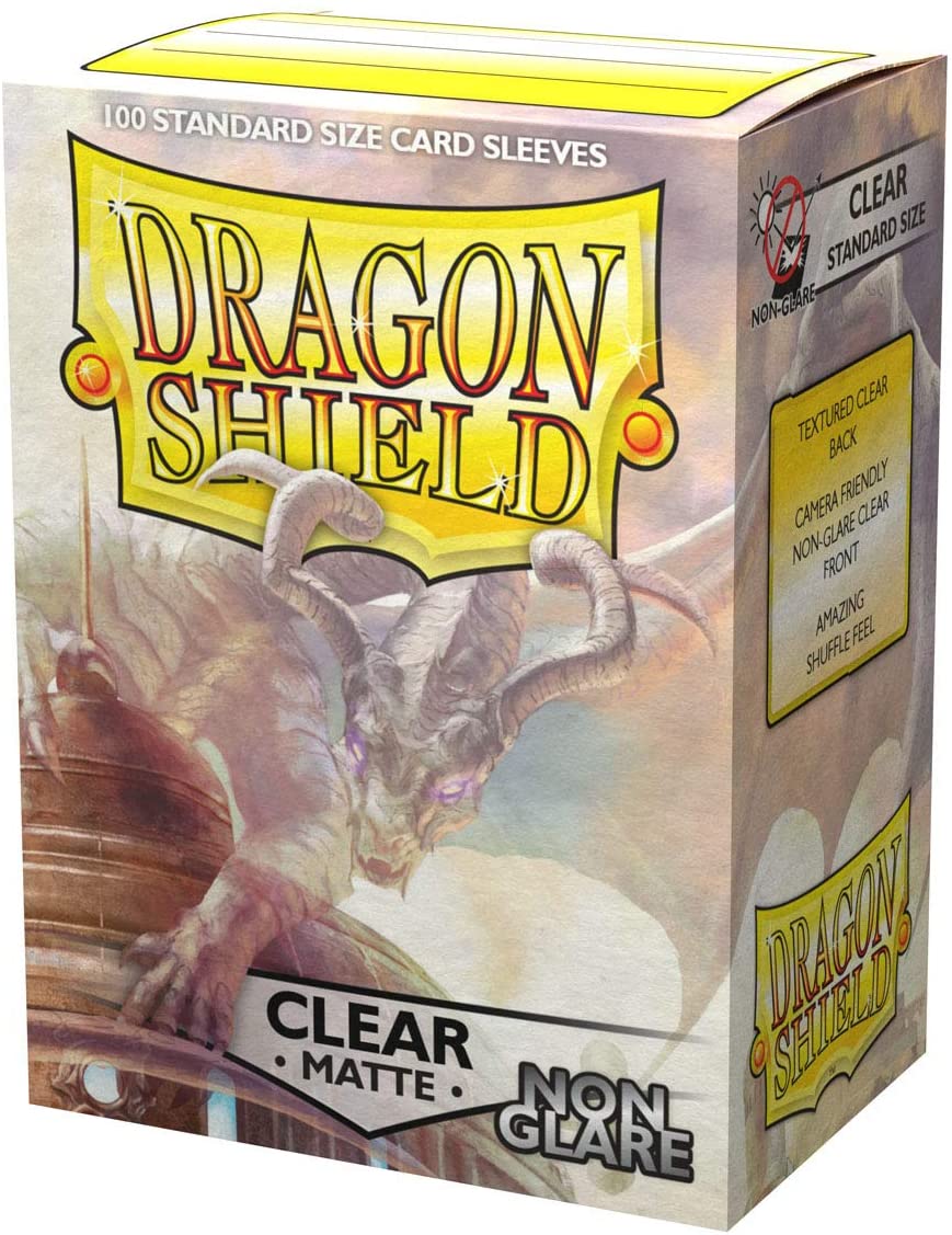 Dragon Shield 100ct Standard Card Sleeves - Non-Glare Matte Clear Collectors Emporium NY Dragon Shield 100ct Standard Card Sleeves - Non-Glare Matte Clear Collectors Emporium NY